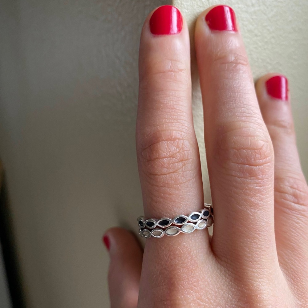 Pandora Black & White Stacking Rings